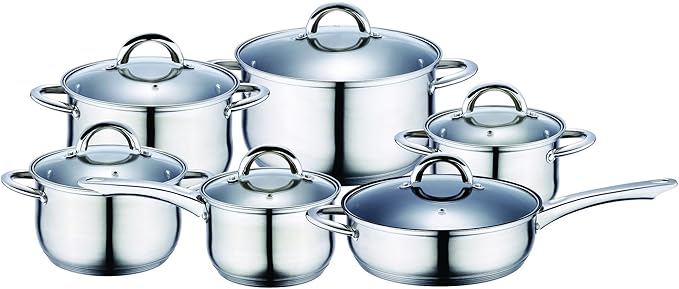 Renberg Alexander Jumbo Cookware Set with Lid Silver 12 Piece