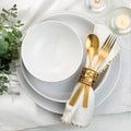 Euro Ceramica White Essential 12 Piece Fine Porcelain Double Bowl Dinnerware Set Service for 4