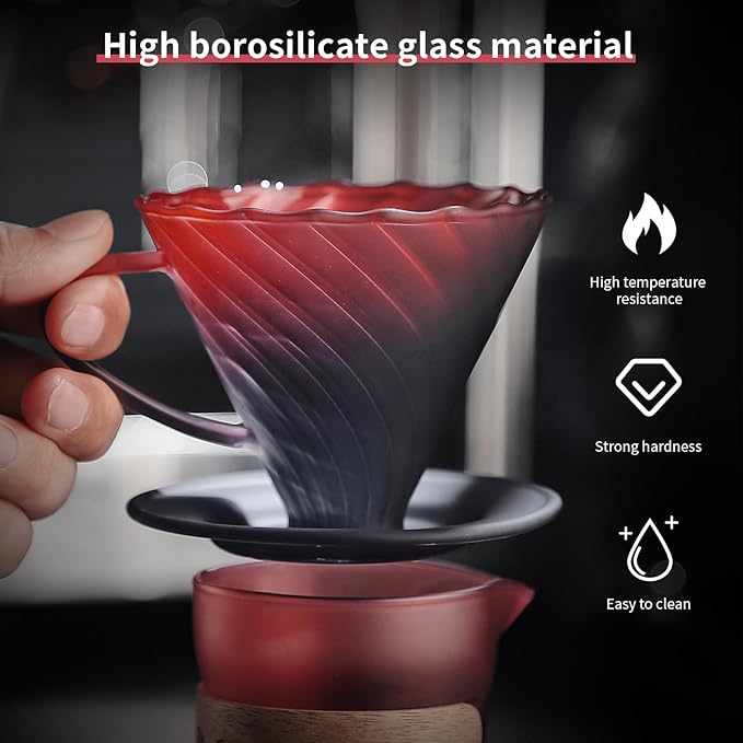 Bincoo Coffee Dripper V01Resuable Pour Over Coffee Maker With Handle-Single Coffee Filter Cone Drip Holder Slow Brewing Accessories for Home Cafe Restaurants (Blackberries)