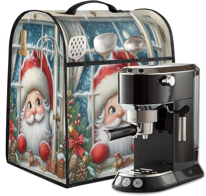 cfpolar Kitchen Aid Mixer Cover Compatible with 6-8 Quarts Holly Santa Claus Christmas Stand Mixer Cover Kitchen Aid Mixers Accessories Appliance Organizer Bag Dust Covers with Zipper Pocket