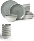 12 Piece Dinnerware Set Includes 6 Piece Cereal Bowl Set Combo Gradient Green