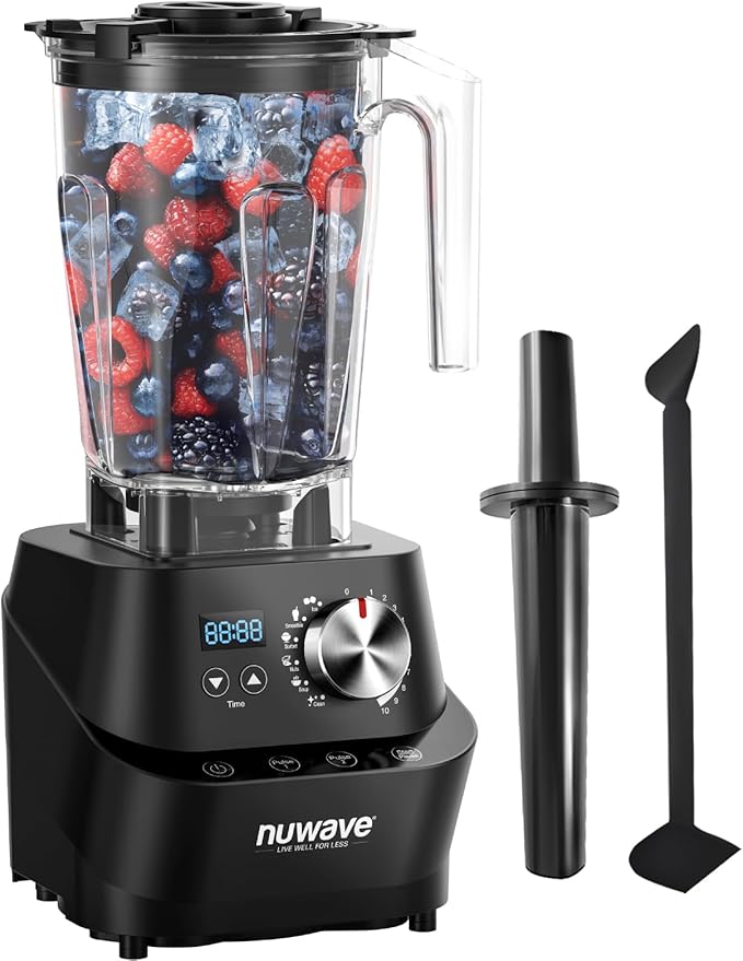 Nuwave Infinity Commercial Blender Heavy-Duty Smoothie Blender w/ 2.5HP Copper Motor &amp Laser-Cut Blades Last 100 Years Quick Ice Crushing 64oz Tritan Jar NSF Certified 10 Speeds Self-Cleani