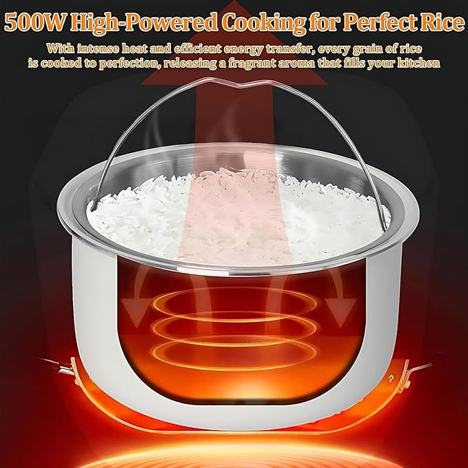 Portable Rice Cooker Non-Stick Ceramic Glaze Inner Pot Rice and Soup Separation Technology 24-Hour Smart Reservation Suitable for Dormitory and Camping
