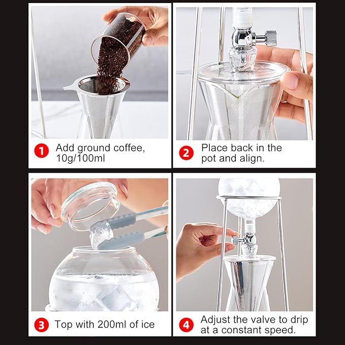Yosoo Dripper Hand Brew Coffee Maker Premium Borosilicate Glass Adjustable Flow Valve Ideal for Home and Office Use