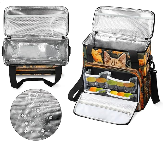 Cat Flowers Coffee Maker Carrying Bag for Keurig K-Mini or K-Mini Plus Storage Portable Coffee Maker Travel Bag