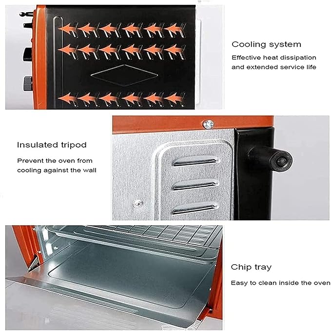 Toaster Convection Oven Countertop Convection Toaster Oven Electric Rotisserie Oven Pizza Oven Single Door Pull Bake/Toast/Roast/Heat/30L Extra Large 1500W Stainless Steel