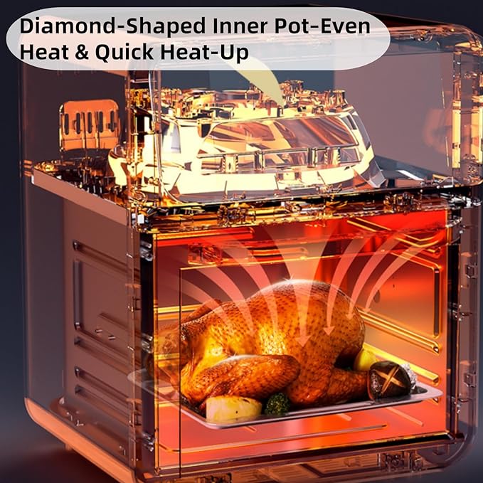 10L Large Capacity 3-in-1 Digital Air Fryer Oven Combo with Smart Touchscreen 18 Presets &amp Multi-Layer Baking Pans - Stainless Steel Countertop Convection Oven for Pizza Grilling Toasting