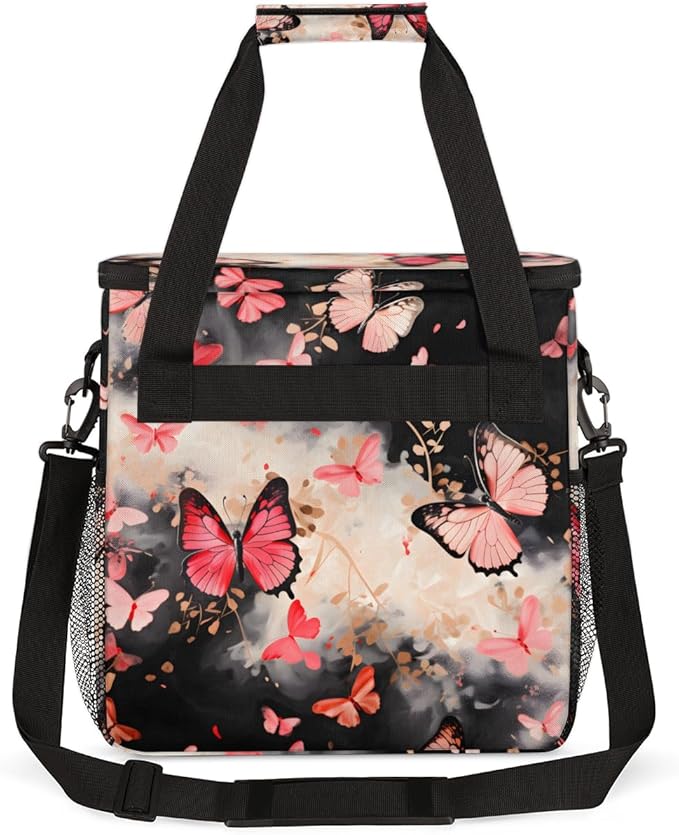 Abstract Butterfly Coffee Maker Carrying Bag Portable Travel Storage Tote Bag Compatible with K-Mini or K-Mini Plus Single Serve Coffee Brewer Carrying Case with Multiple Pockets &amp Shoulder Stra