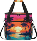 Coconut Tree Sunset Coffee Maker Travel Bag for Keurig K-Mini/K-Mini Plus Insulated Waterproof Tote with Pockets for K-Cup Portable Single-Serve Brewer Case