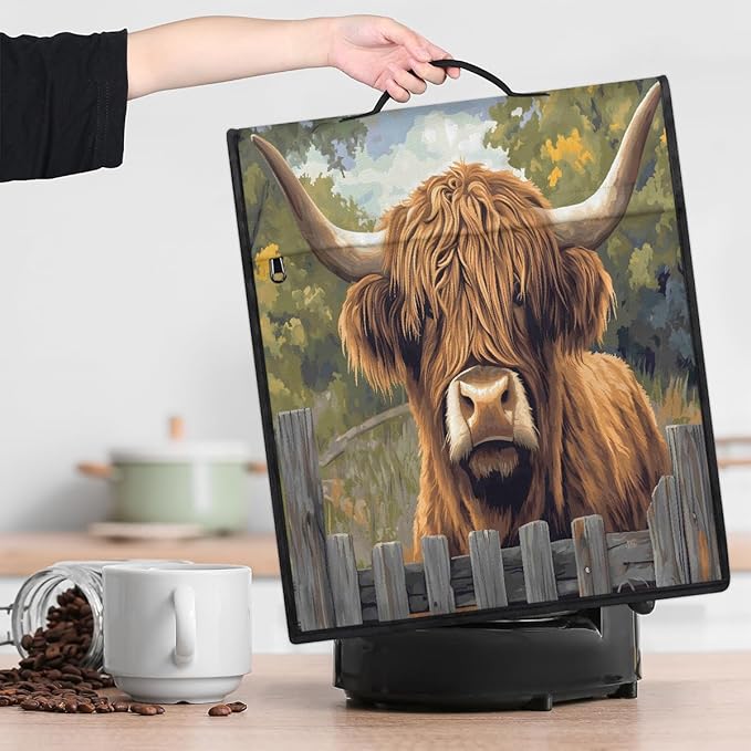 Kitchen Aid Mixer Cover Highland Cow Animals Stand Mixer Cover Compatible with 6-8 Quarts Stand Mixers Dust Covers with Zipper Pocket Foldable Washable Kitchen Aid Organizer Bag