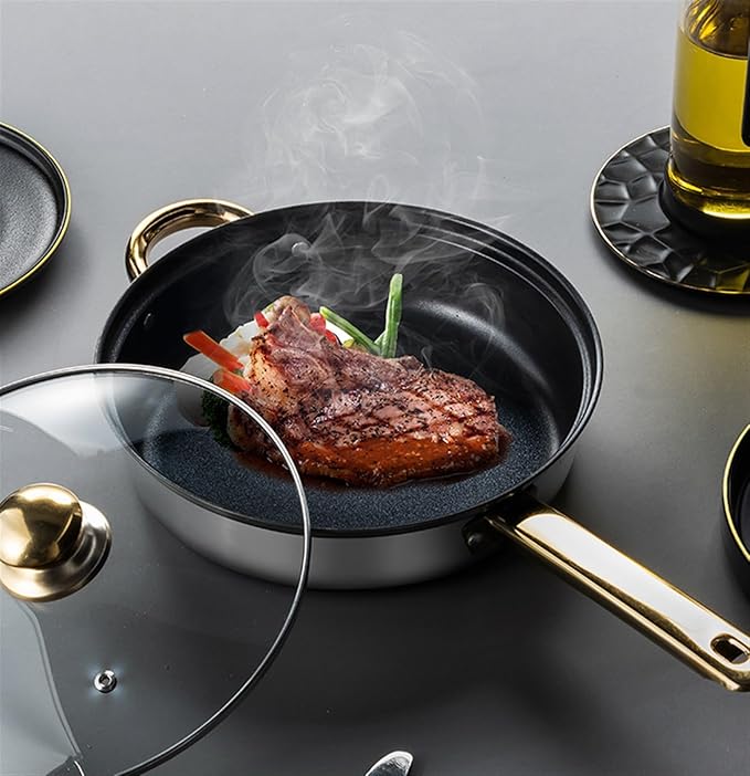 RUVOO Cookware Set Pots and Pans 6 Piece Cookware Set Frying Pan Milk Pan Soup Pot Saucepan Kettle Stainless Steel Kitchen Cooking Pot Set Kitchen Cooking Set