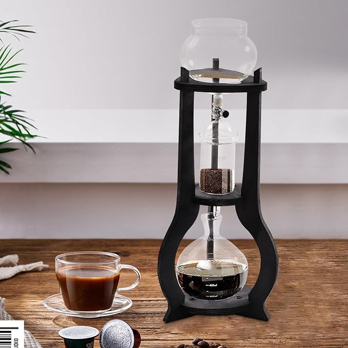 Iced Coffee Cold Brew Drip Tower Coffee Maker Wooden 6-8 cupGrey