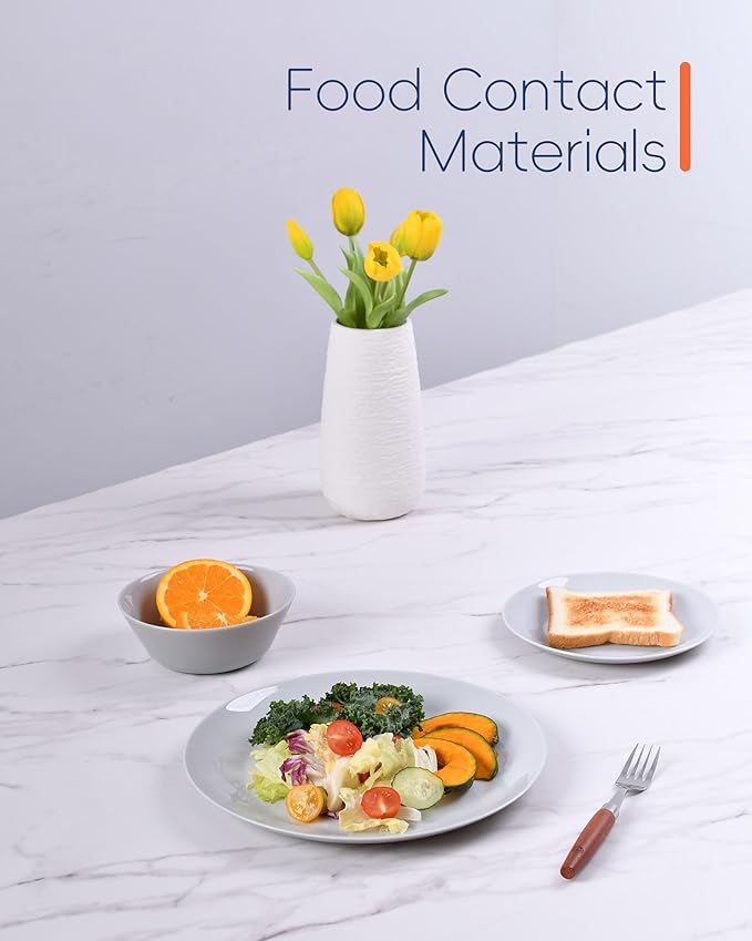 10.5 inch LaGlint Dinner Plate Set of 6 Lightweight Round Opal Glass Grey Dinnerware Plates Dishwasher and Microwave Safe