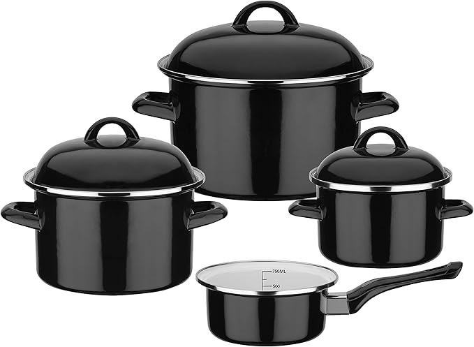 GSW Black &amp White 255134 Saucepan Set 7 Pieces Large