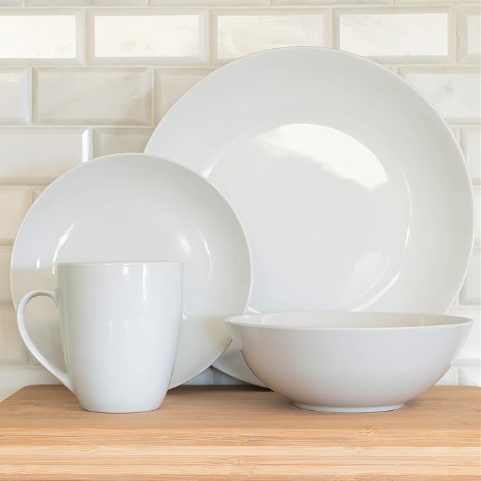 10 Strawberry Street Simply Coupe 16 Piece Dinnerware Set White - SM-1600-CP-SW