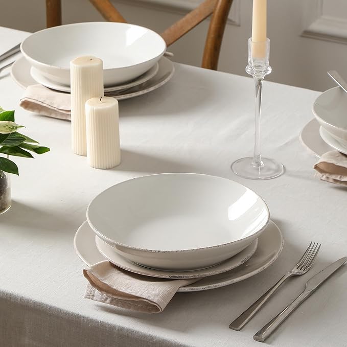 Stone Lain Essence 6-Piece Dinnerware Set Stoneware Plates and Bowls Set Dishwasher and Microwave Safe Dish Set for 2 White