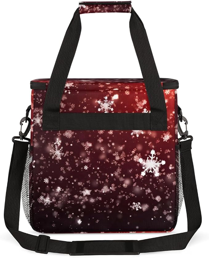 Xmas Snowflakes Coffee Maker Carrying Bag Mystical Snowflakes Travel Storage Bag Compatible with K-Mini or K-Mini Plus Single Serve Coffee Brewer Carrying Case with Multiple Pockets &amp Shoulder S