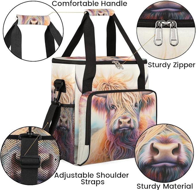Coffee Maker Carrying Bag Highland Cow Single Cup Coffee Maker Travel Bag Compatible with Keurig K-Mini or K-Mini Plus Portable Storage Bag with Shoulder StrapAZ-196