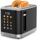 2 Slice Toaster Stainless Steel with LED Display Extra Wide Slots 6 Shade Settings Defrost/Reheat/Cancel Removable Crumb Tray – Compact Toaster for Bagels &amp Waffles