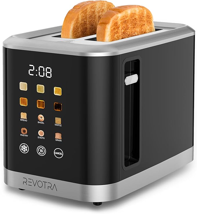 2 Slice Toaster Stainless Steel with LED Display Extra Wide Slots 6 Shade Settings Defrost/Reheat/Cancel Removable Crumb Tray – Compact Toaster for Bagels &amp Waffles