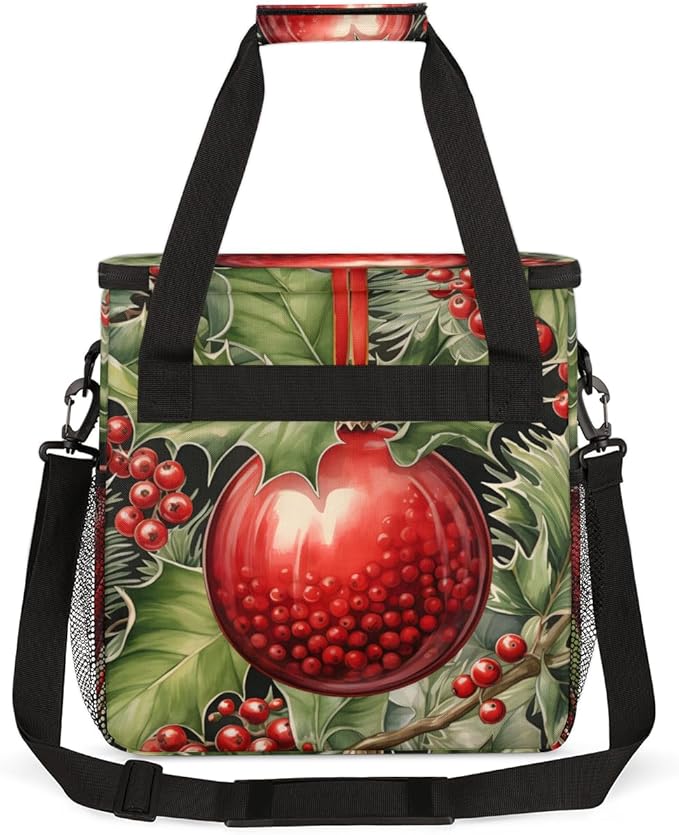 Christmas Flowers Coffee Maker Carrying Bag Cartoon Flowers Travel Storage Bag Compatible with K-Mini or K-Mini Plus Single Serve Coffee Brewer Carrying Case with Multiple Pockets &amp Shoulder Str