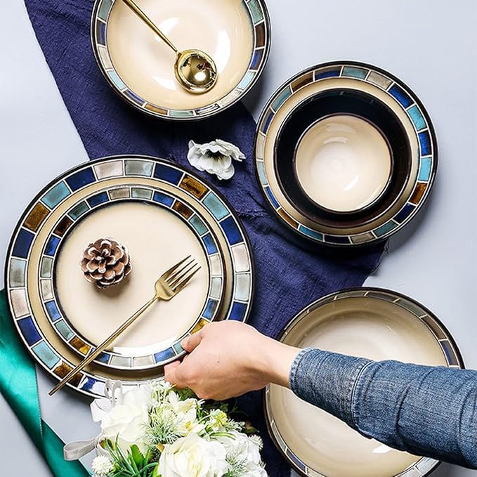 32 Pieces Porcelain Dinner Set for 8 - Stoneware Dinnerware Sets Dinnerware Dish Set with 11'' Dinner Plate 8.5'' Dessert Plate 6'' Bowl