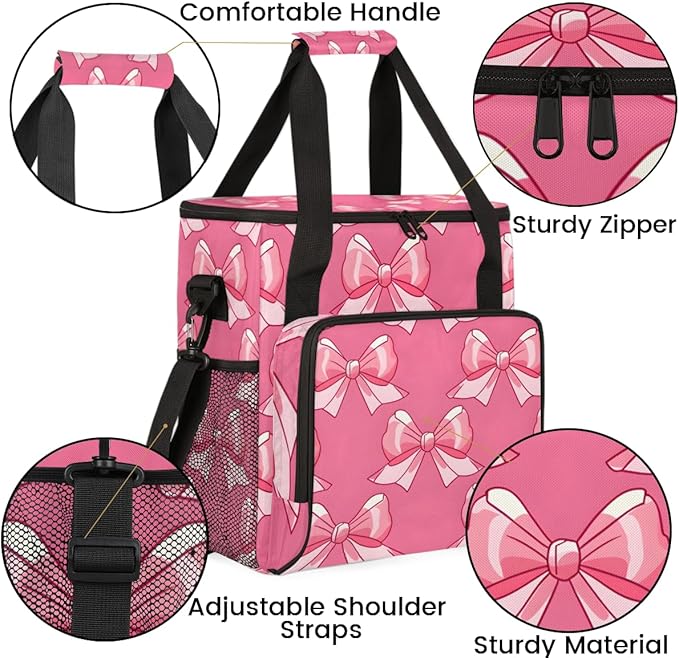 Rose Bows Coffee Maker Carrying Bag Portable Travel Storage Tote Bag Compatible with K-Mini or K-Mini Plus Single Serve Coffee Brewer Carrying Case with Multiple Pockets &amp Shoulder Strap