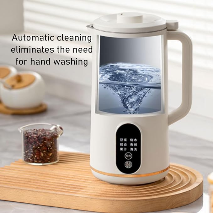 Soy Milk Maker Multi Functional Juicer Machines Kitchen Blender with Adjustable Cooking Temperature Keep Warm Delay Start Self (White US Plug 110V)
