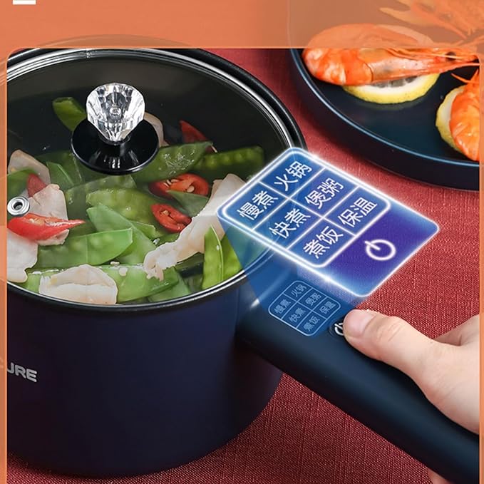 Small Rice Cooker 2.5l Electric Frying Pan With SteamerMultifunction Portable Nonstick Frying Pan Household Multifunctional Frying Steaming And Boiling Noodle Cooker For Student Dormitory(BlueWit