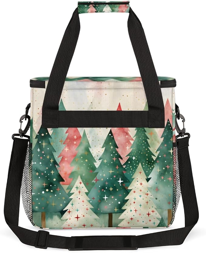 Xmas Tree Coffee Maker Carrying Bag Cute Tree Portable Travel Storage Tote Bag Compatible with K-Mini or K-Mini Plus Single Serve Coffee Brewer Carrying Case with Multiple Pockets &amp Shoulder Str