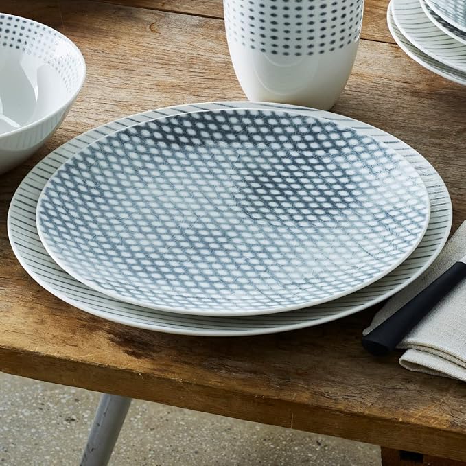 Noritake Grey Hammock 12-Piece Coupe Dinnerware Set Service for 4