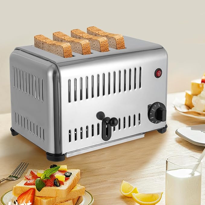 4-Slice ToasterStainless Steel Toater with Timing FunctionBread Baking Machine for Kitchens Restaurants Bakeries Dessert Shops1650W