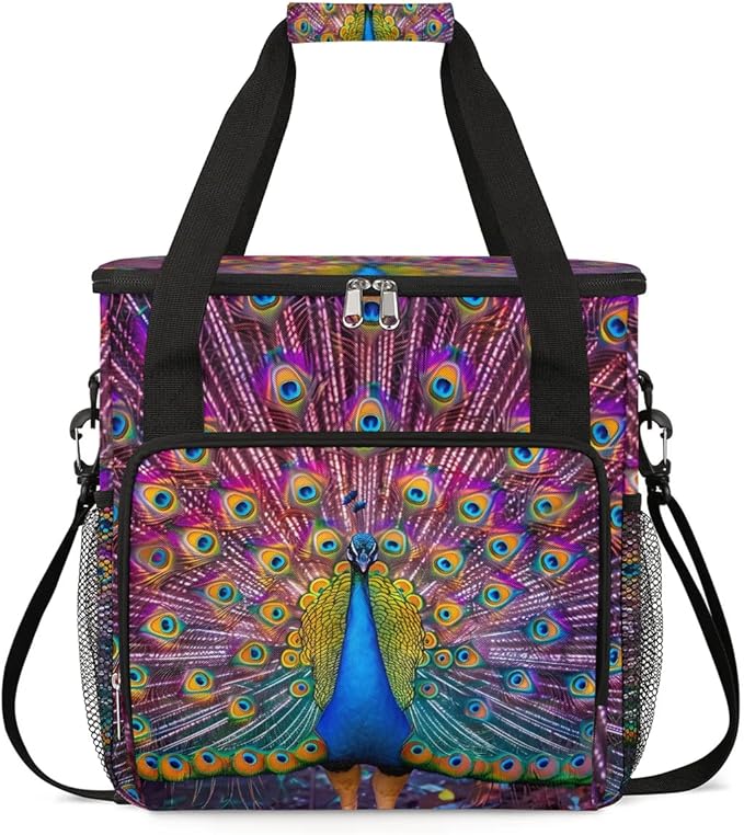 Coffee Maker Carrying Bag Peacock Single Cup Coffee Maker Travel Bag Compatible with Keurig K-Mini or K-Mini Plus Portable Storage Bag with Shoulder StrapAZ-211