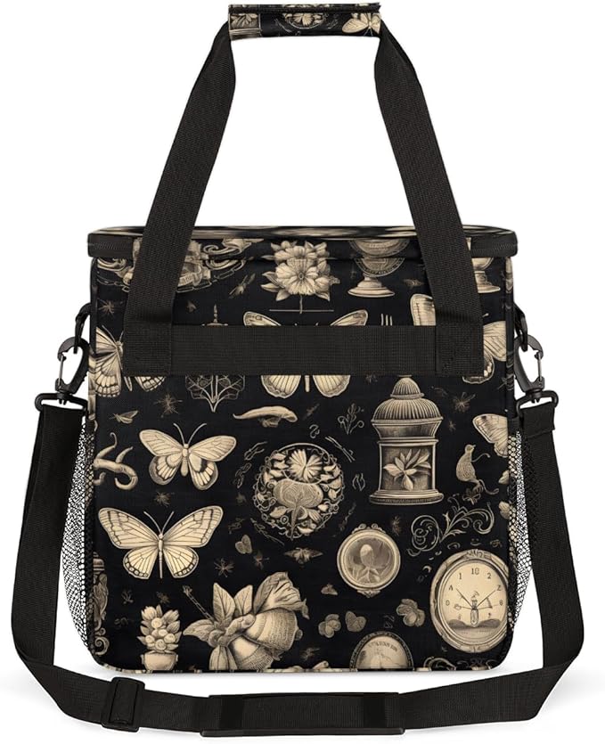 Watercolor Butterfly Coffee Maker Carrying Bag Retro Butterfly Travel Storage Bag Compatible with K-Mini or K-Mini Plus Single Serve Coffee Brewer Carrying Case with Pockets &amp Shoulder Strap