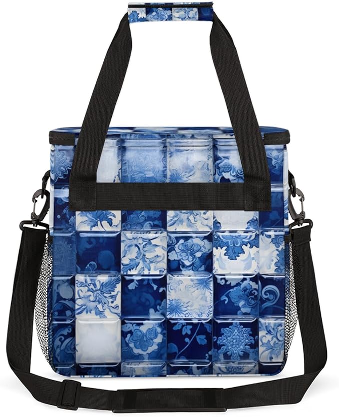 Polynesian Pattern Coffee Maker Carrying Bag Watercolor Floral Travel Storage Bag Compatible with K-Mini or K-Mini Plus Single Serve Coffee Brewer Carrying Case with Pockets &amp Shoulder Strap