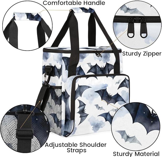 Magical Bat Coffee Maker Carrying Bag Gothic Bat Travel Storage Bag Compatible with K-Mini or K-Mini Plus Single Serve Coffee Brewer Carrying Case with Multiple Pockets &amp Shoulder Strap