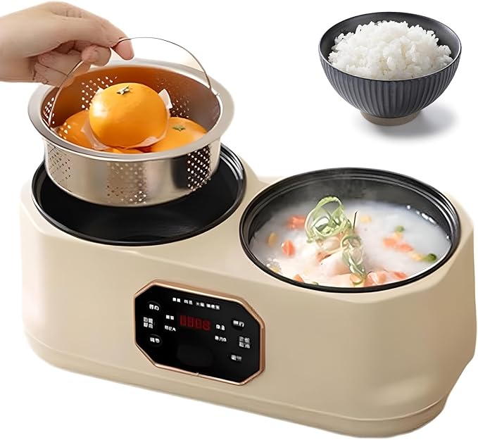 3.4L Double Spelling Rice Cooker Electric Multi-functional Double-liner Hotpot Pot Double Slow Cooker with 1 Steamer