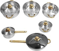 TOPINCN 6 Piece Cookware Set with Lids Stainless Steel Pots and Pans Kitchen Set Kitchen Cooking Pan Pot Set Flat Bottom Frying Pan Soup Pot Milk Pot Kit for Home Kitchen Restaurant