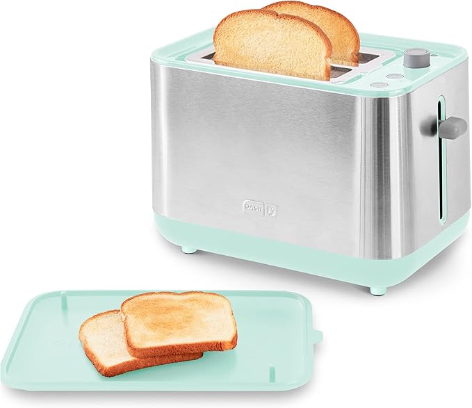 Dash SmartStore® 2-Slice Toaster - Five-Browning Levels Extra-Wide Slots &amp Compact Size - Included Storage Lid - 1-Touch Bagel &amp 15-Second Functions - Aqua