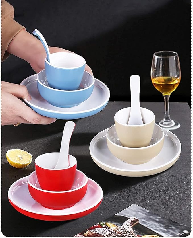 Dinnerware Sets - Luxury Gift Dishes Service Set Dinnerware Sets Tableware Setting Set Hotel Restaurant Four-Piece Restaurant Commercial Imitation Porcelain Dishes(B)