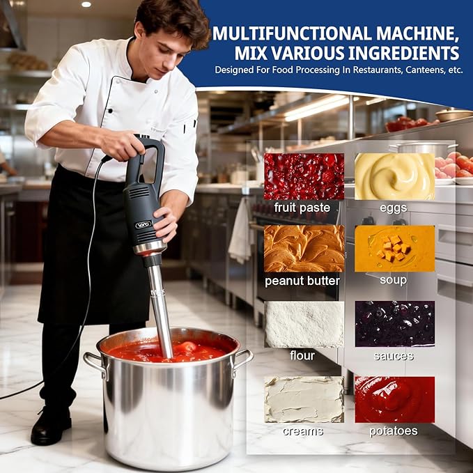 VONCI 750W Commercial Immersion Blender Electric Hand Blender with 12 Detachable Shaft Variable Speed 8000-19000RPMIndustrial Immersion Blender for Restaurant Kitchen.Extra Heavy Duty Hand Mixer.