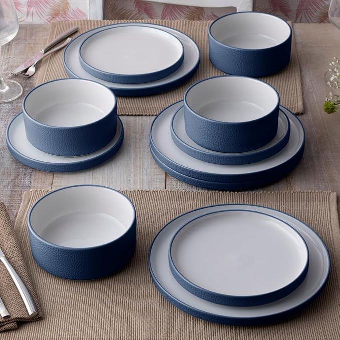 Noritake ColorTex Stone Blue 12-Piece Dinnerware Set Service for 4