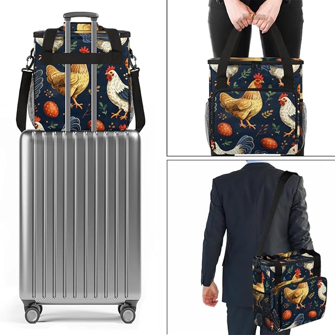 Chicken Egg Leaf Coffee Maker Travel Bag for Keurig K-Mini/K-Mini Plus Insulated Waterproof Tote with Pockets for K-Cup Portable Single-Serve Brewer Case