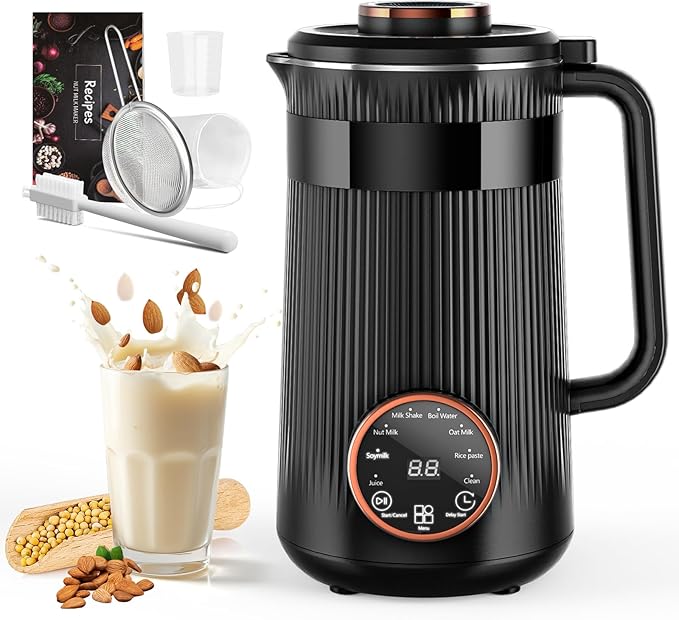 Nut Milk Maker Machine 35oz Homemade Soy Almond Oat Coconut Plant Based and Non Dairy Beverages 8 in 1 Automatic Soybean Machine With 12H Delay Start/Keep Warm/Boil Water