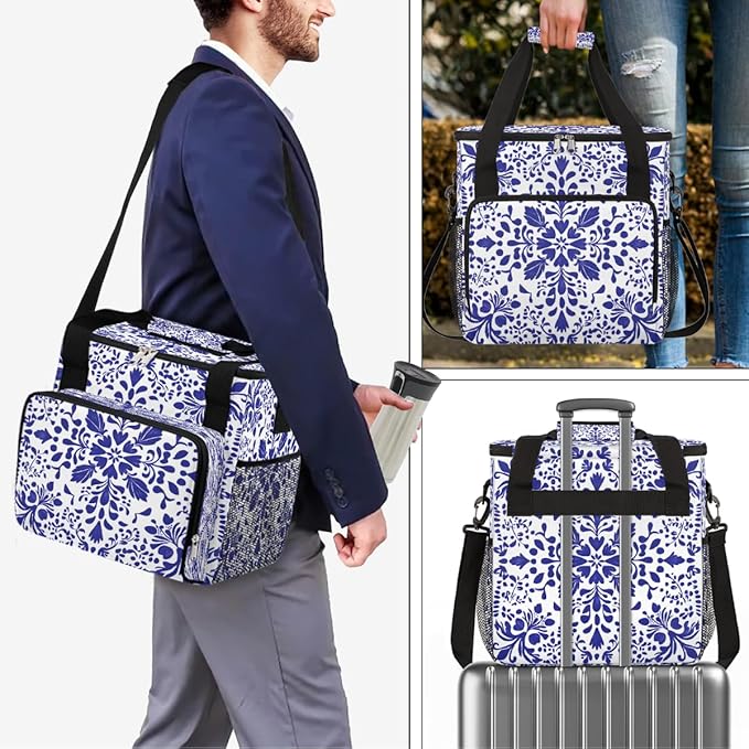 Talavera Mexican Style Coffee Maker Carring Bag Travel Carrying Storage Tote Bag Compatible with Keurig K-Mini or K-Mini Plus Portable Single Serve Coffee Brewer Case with Pockets for K-cup Pods