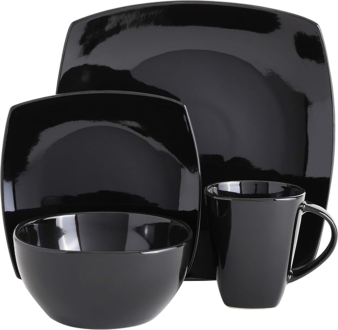 Soho Lounge Square 16-Piece Dinnerware Set - Black