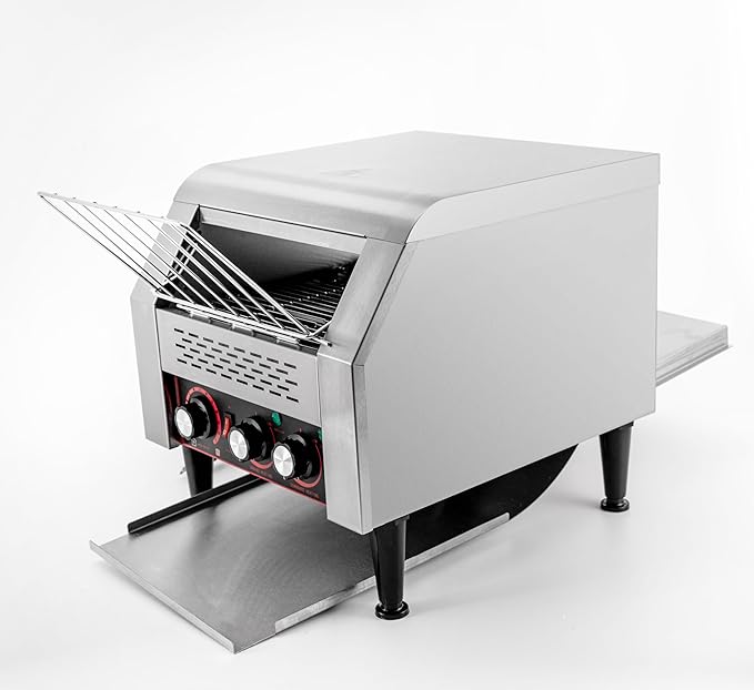 300 Slices/Hour Commercial Conveyor Toaster 2200W Heavy Duty Electric Conveyor Toaster for Restaurant Stainless Steel Industrial Toasters Adjustable Speed for Restaurant or Bakery
