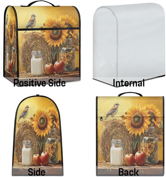 cfpolar Kitchen Aid Mixer Cover Compatible with 6-8 Quarts Sunflower Animal Bird Apples Stand Mixer Cover Kitchen Aid Mixers Accessories Appliance Organizer Bag Dust Covers with Zipper Pocket