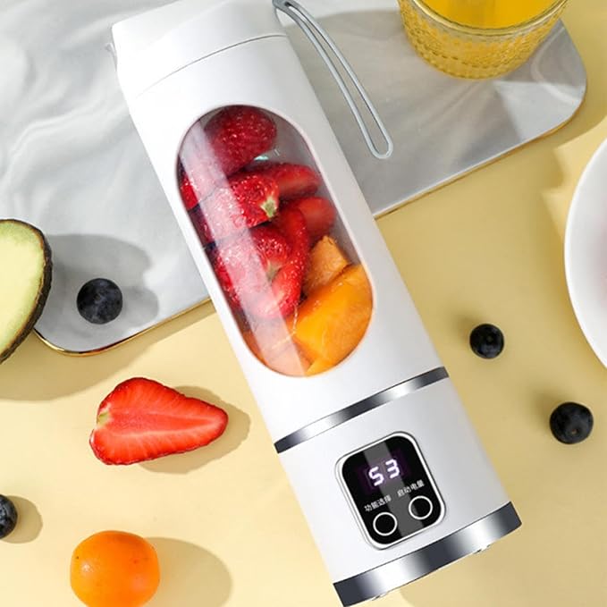 Portable Blender Personal Blender - Portable Blender For Shakes And Smoothies With Lid - Rechargeable Digital Display Small Travel Blender - 15oz Portable Personal Blender For Home Travel Sports