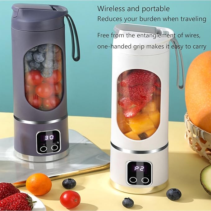 Digital Multimode Juicer Blender - Smart Led Display 3 Speed12-Blade Fresh Juice Bottle 450ml Portable Digital Display Juicer Diet-Friendly Leak Proof Design For Smoothies Liquid Diet (Green)
